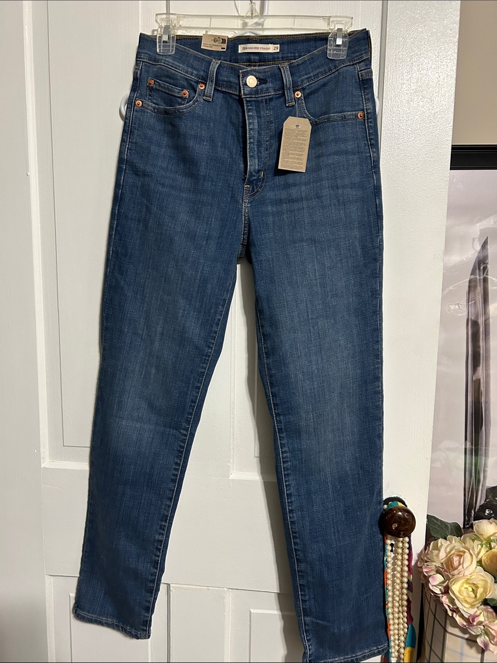 NWT • Levi's 724 High Rise Slim Straight Jeans - Medium Blue - Picture 4 of 15